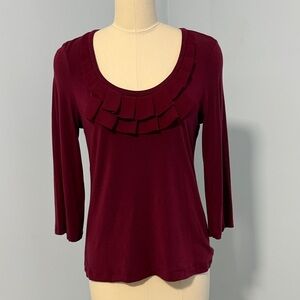 Banana Republic stretch Burgundy Ruffle Top SZM
